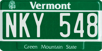 VT license plate NKY548