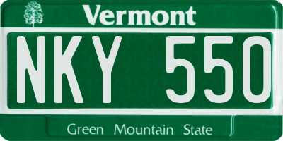 VT license plate NKY550