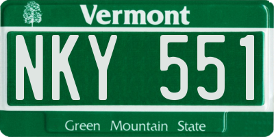 VT license plate NKY551