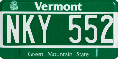 VT license plate NKY552