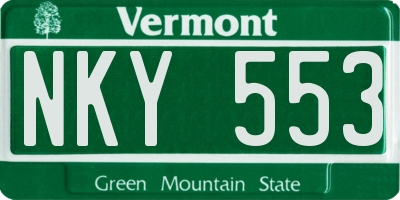 VT license plate NKY553