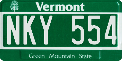 VT license plate NKY554