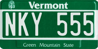 VT license plate NKY555