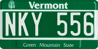 VT license plate NKY556