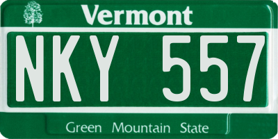 VT license plate NKY557