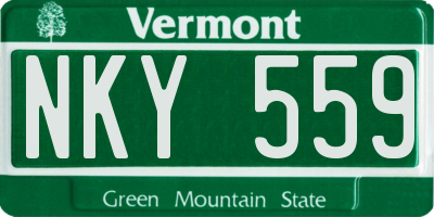 VT license plate NKY559