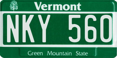 VT license plate NKY560