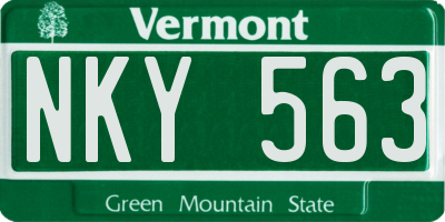 VT license plate NKY563