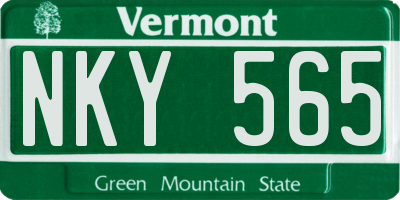 VT license plate NKY565