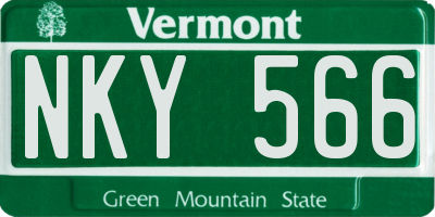 VT license plate NKY566