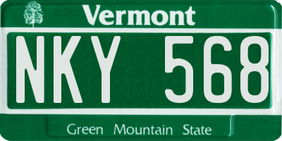 VT license plate NKY568