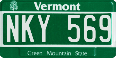 VT license plate NKY569