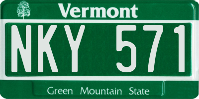 VT license plate NKY571