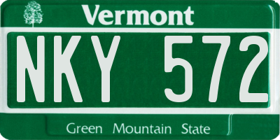 VT license plate NKY572