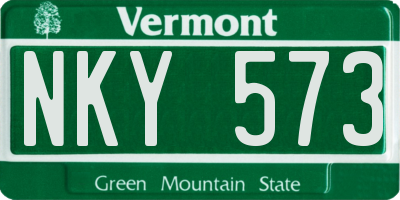 VT license plate NKY573
