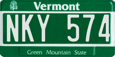 VT license plate NKY574
