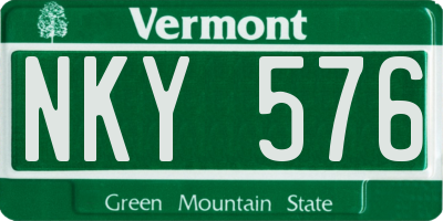 VT license plate NKY576