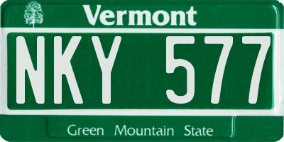 VT license plate NKY577