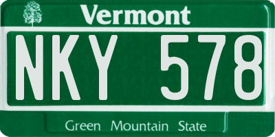 VT license plate NKY578