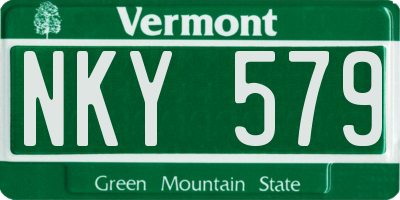 VT license plate NKY579