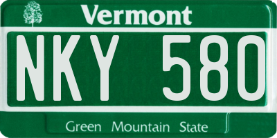 VT license plate NKY580