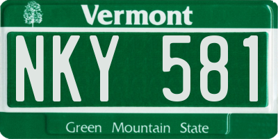 VT license plate NKY581