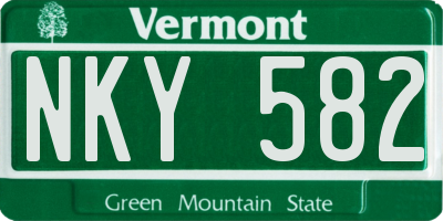 VT license plate NKY582
