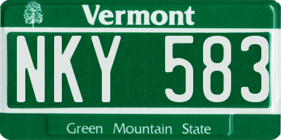 VT license plate NKY583