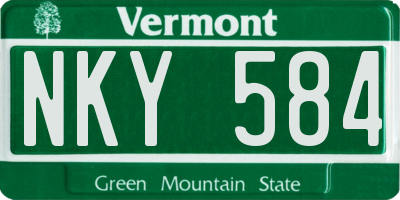 VT license plate NKY584