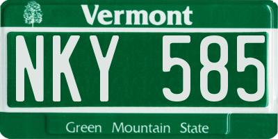VT license plate NKY585