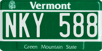 VT license plate NKY588