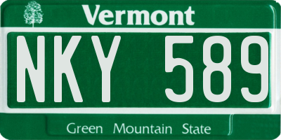 VT license plate NKY589