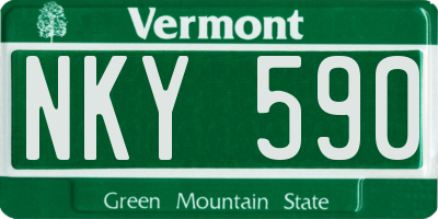 VT license plate NKY590