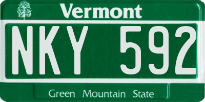 VT license plate NKY592