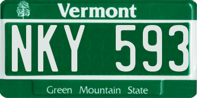 VT license plate NKY593