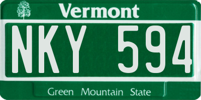 VT license plate NKY594
