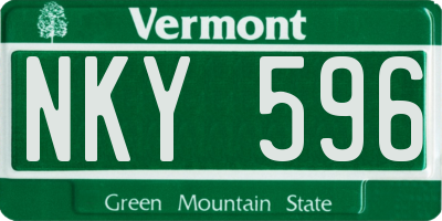 VT license plate NKY596