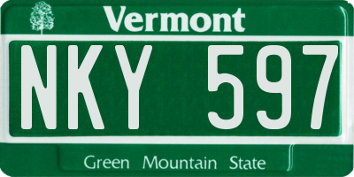 VT license plate NKY597