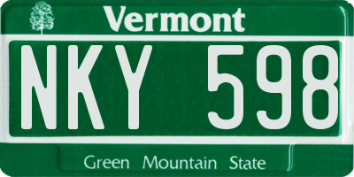 VT license plate NKY598
