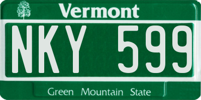 VT license plate NKY599