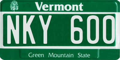VT license plate NKY600