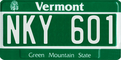 VT license plate NKY601