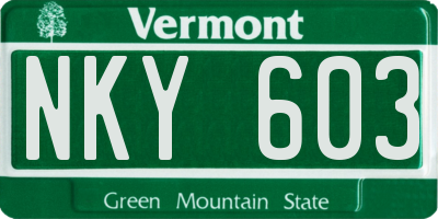 VT license plate NKY603