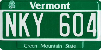 VT license plate NKY604