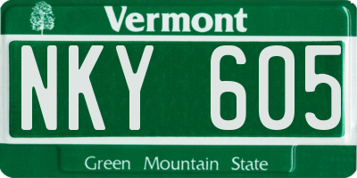 VT license plate NKY605