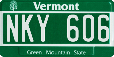 VT license plate NKY606