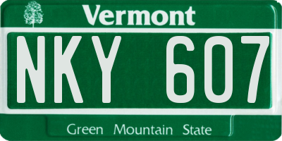 VT license plate NKY607