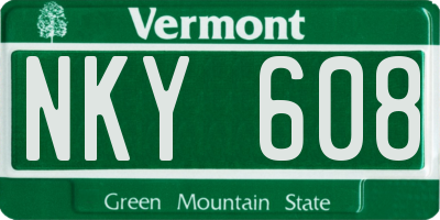 VT license plate NKY608