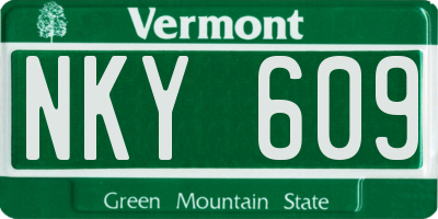 VT license plate NKY609
