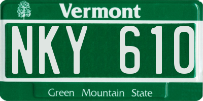 VT license plate NKY610
